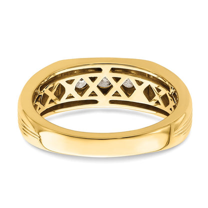 14k Yellow Gold 3-Stone 1/2 carat Diamond Men's Ring Size 10