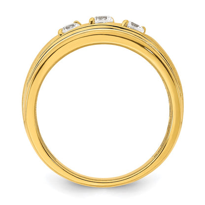14k Yellow Gold 3-Stone 3/8 carat Diamond Men's Ring Size 10