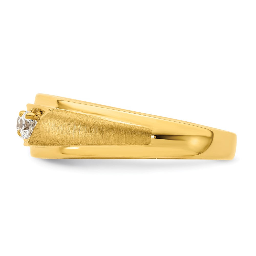 14k Yellow Gold 3-Stone 3/8 carat Diamond Men's Ring Size 10