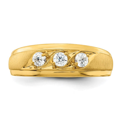 14k Yellow Gold 3-Stone 3/8 carat Diamond Men's Ring Size 10