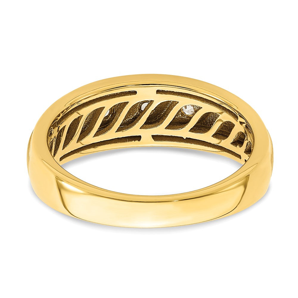 14k Yellow Gold 3-Stone 3/8 carat Diamond Men's Ring Size 10