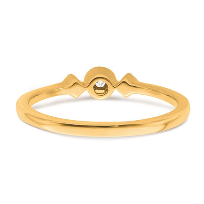 14k Yellow Gold Beaded Edge 3-Stone 1/15 carat Cushion Diamond Promise Engagement Ring Size 7