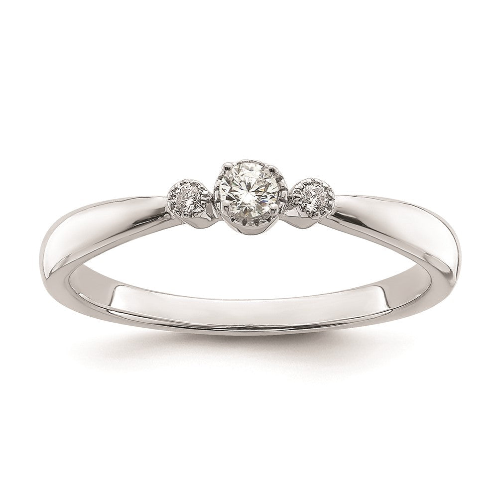 14k Gold Beaded Edge 3-Stone 1/15 carat Round Diamond Promise Engagement Ring Size 7