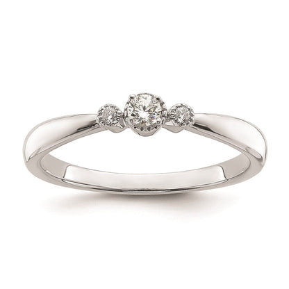 14k Gold Beaded Edge 3-Stone 1/15 carat Round Diamond Promise Engagement Ring Size 7