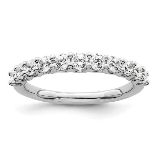 14k White Gold 3/4 carat Lab Grown Diamond Eleven Stone Fashion Band Ring Size 7