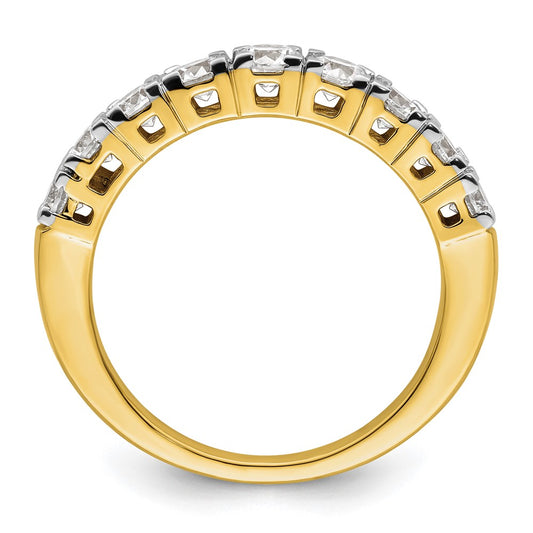 14k Yellow Gold 1 carat Lab Grown Diamond Nine Stone Fashion Band Ring Size 7