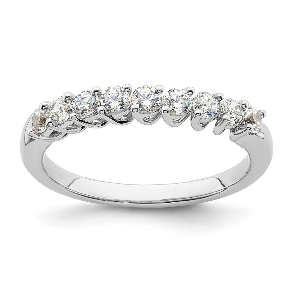 14k White Gold 1/2 carat Lab Grown Diamond Nine Stone Fashion Band Ring Size 7