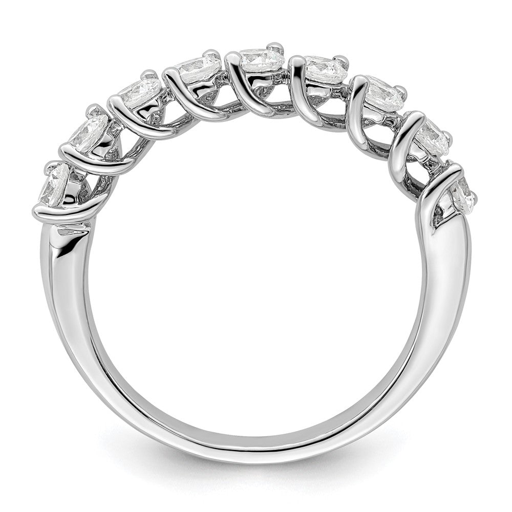 14k White Gold 1 carat Lab Grown Diamond Nine Stone Fashion Band Ring Size 7