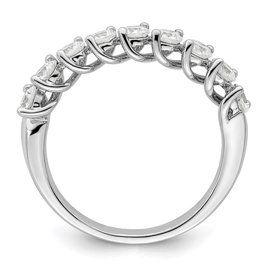 14k White Gold 1 carat Lab Grown Diamond Nine Stone Fashion Band Ring Size 7
