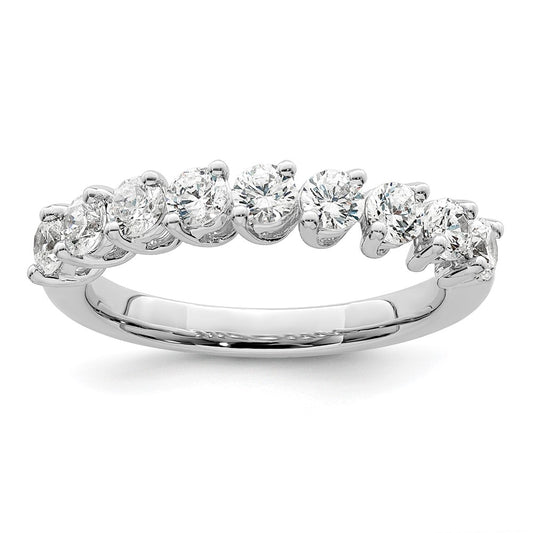 14k White Gold 1 carat Lab Grown Diamond Nine Stone Fashion Band Ring Size 7
