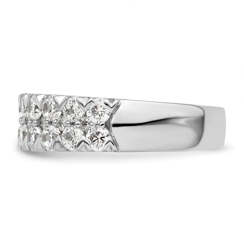 14k White Gold 1 1/2 carat Lab Grown Diamond Double Row Fashion Band Ring Size 7