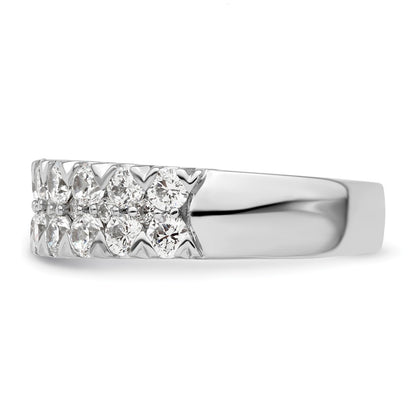 14k White Gold 1 1/2 carat Lab Grown Diamond Double Row Fashion Band Ring Size 7