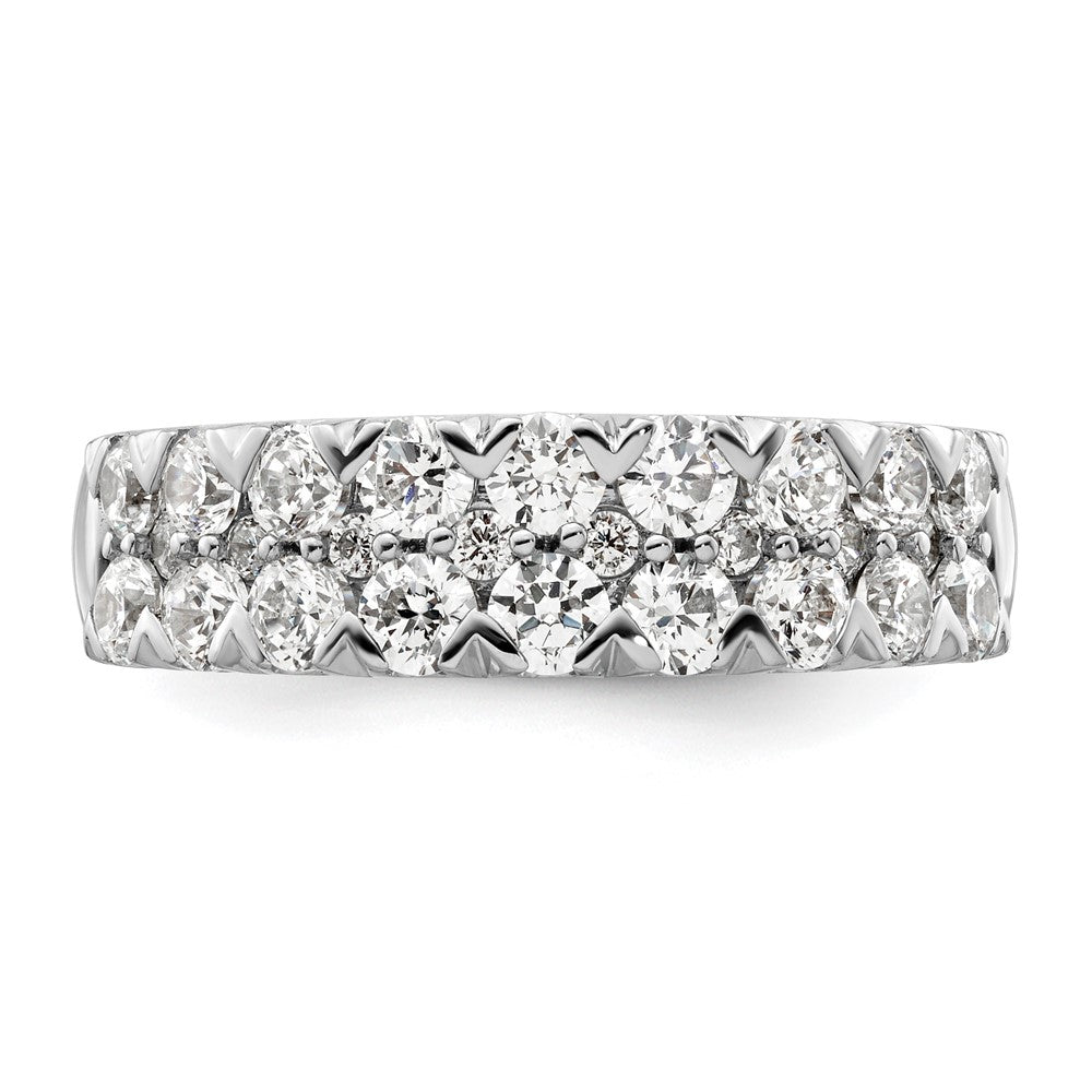 14k White Gold 1 1/2 carat Lab Grown Diamond Double Row Fashion Band Ring Size 7