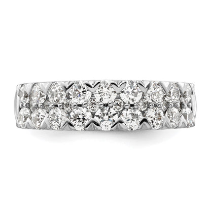 14k White Gold 1 1/2 carat Lab Grown Diamond Double Row Fashion Band Ring Size 7