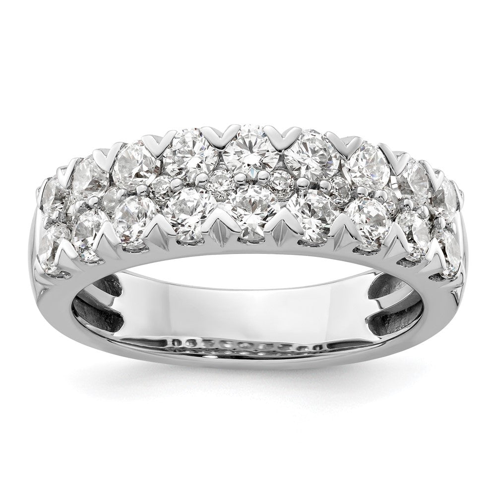 14k White Gold 1 1/2 carat Lab Grown Diamond Double Row Fashion Band Ring Size 7