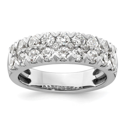 14k White Gold 1 1/2 carat Lab Grown Diamond Double Row Fashion Band Ring Size 7
