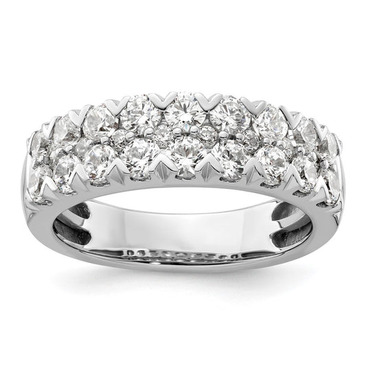 14k White Gold 1 1/2 carat Lab Grown Diamond Double Row Fashion Band Ring Size 7