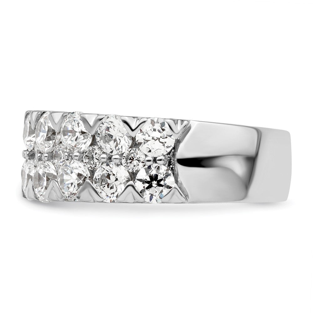 14k White Gold 3 carat Lab Grown Diamond Double Row Fashion Band Ring Size 7
