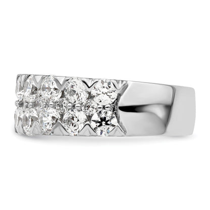 14k White Gold 3 carat Lab Grown Diamond Double Row Fashion Band Ring Size 7