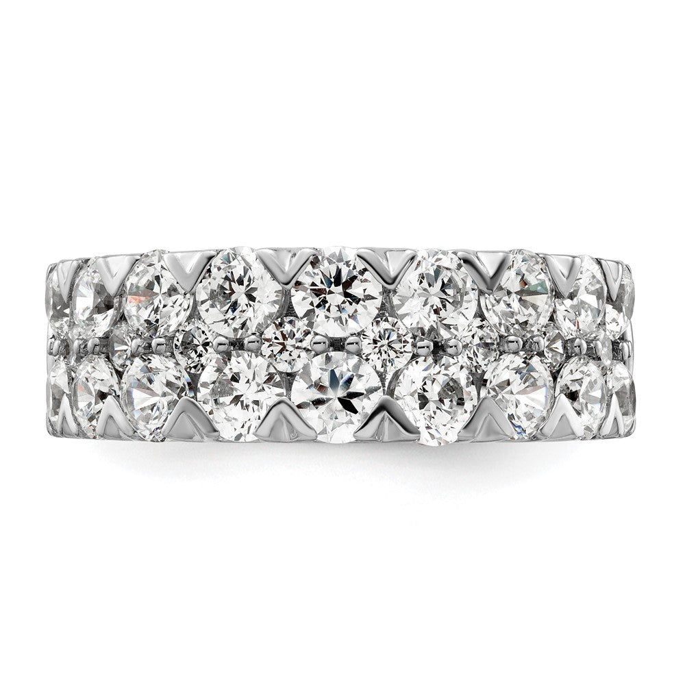 14k White Gold 3 carat Lab Grown Diamond Double Row Fashion Band Ring Size 7