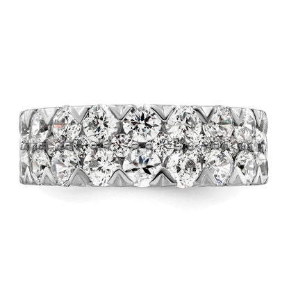 14k White Gold 3 carat Lab Grown Diamond Double Row Fashion Band Ring Size 7