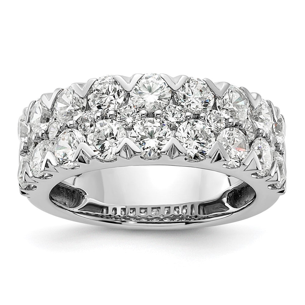 14k White Gold 3 carat Lab Grown Diamond Double Row Fashion Band Ring Size 7