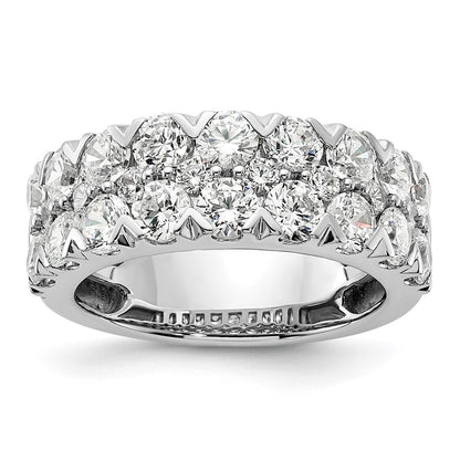 14k White Gold 3 carat Lab Grown Diamond Double Row Fashion Band Ring Size 7