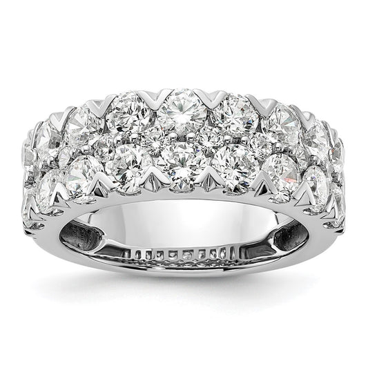 14k White Gold 3 carat Lab Grown Diamond Double Row Fashion Band Ring Size 7