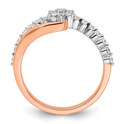 14k Two-Tone Rose and White Gold 1/3 carat Lab Grown Diamond Fashion Ring Size 7