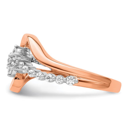 14k Two-Tone Rose and White Gold 1/3 carat Lab Grown Diamond Fashion Ring Size 7