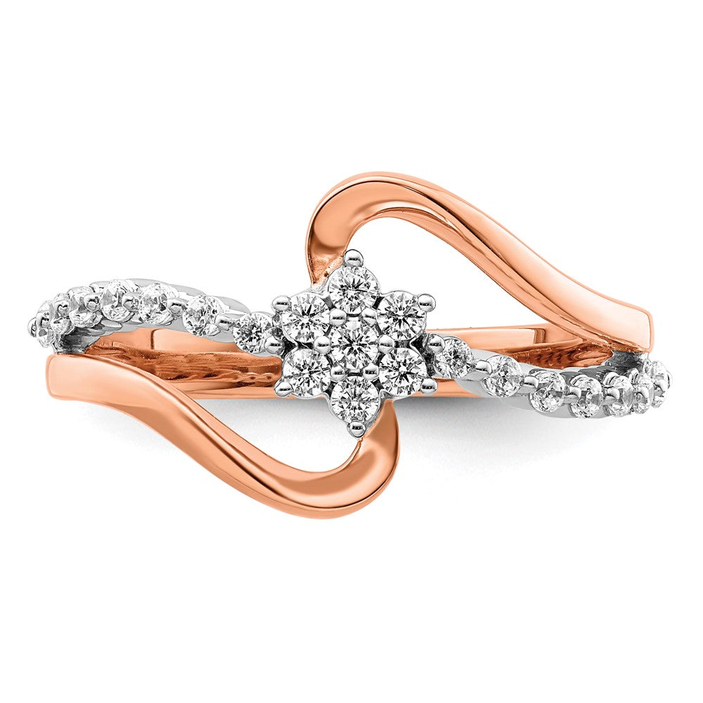 14k Two-Tone Rose and White Gold 1/3 carat Lab Grown Diamond Fashion Ring Size 7