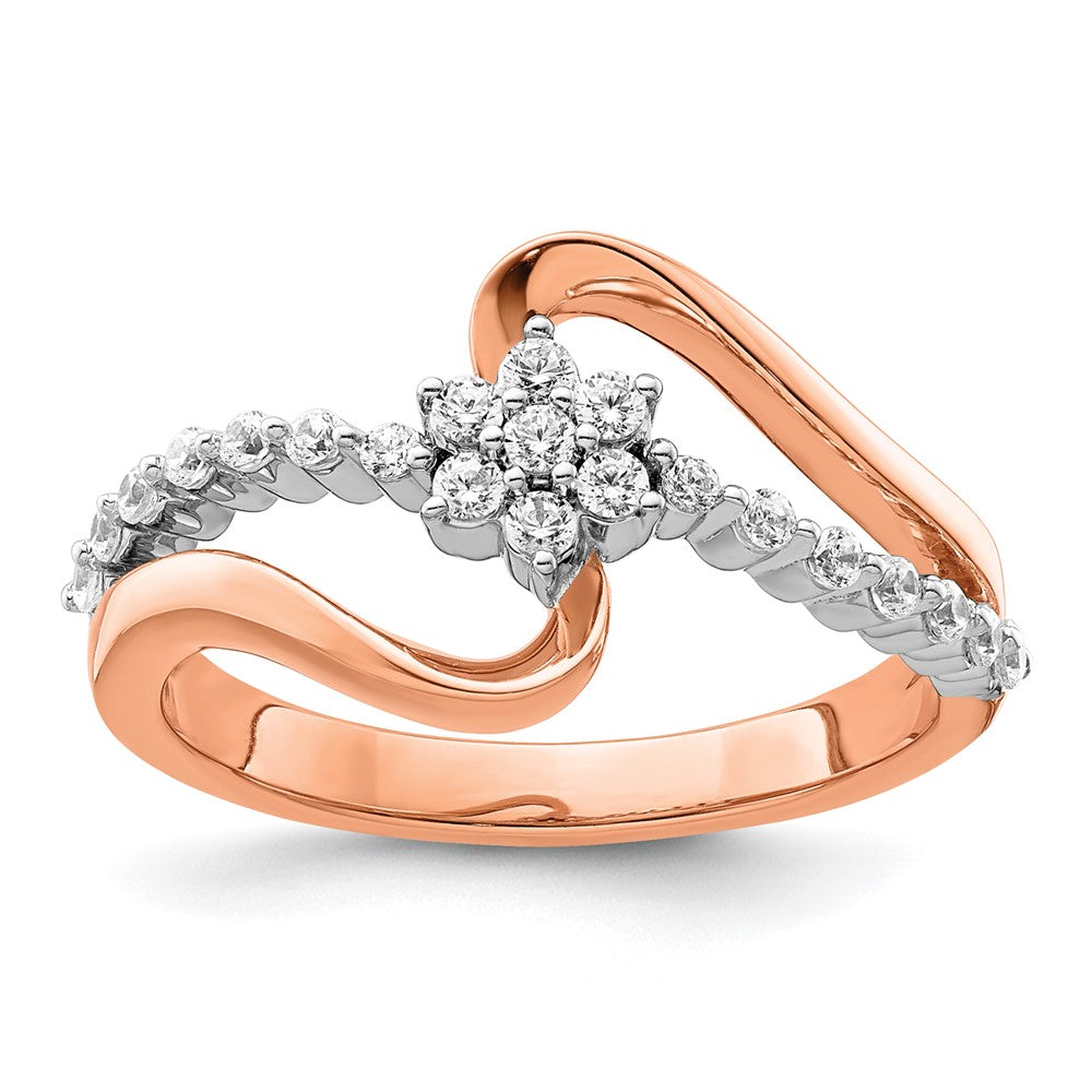 14k Two-Tone Rose and White Gold 1/3 carat Lab Grown Diamond Fashion Ring Size 7