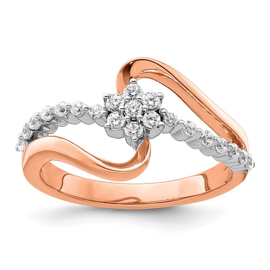 14k Two-Tone Rose and White Gold 1/3 carat Lab Grown Diamond Fashion Ring Size 7