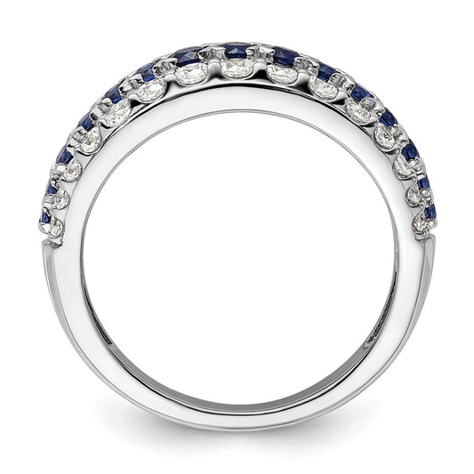 14k White Gold 7/8 carat Lab Grown Diamond and Lab Created Blue Sapphire Fashion Ring Size 7