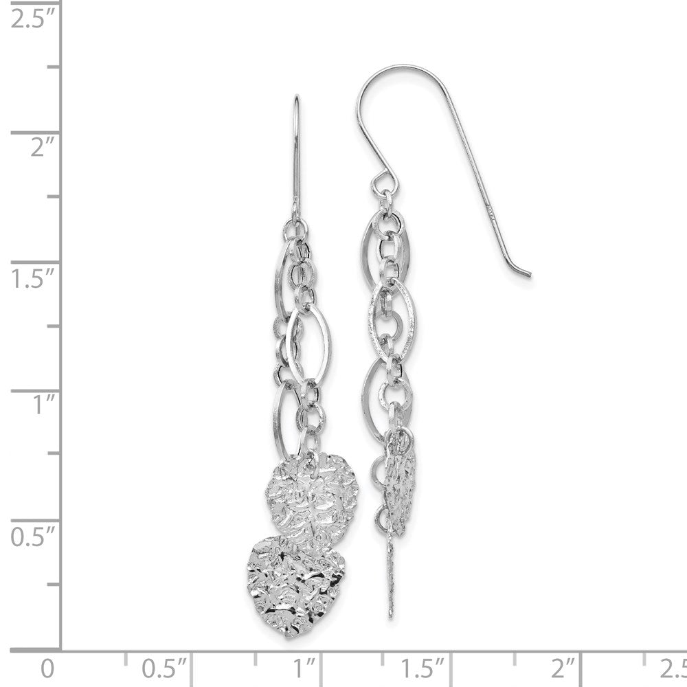 14k White Gold Dangle Heart Earrings