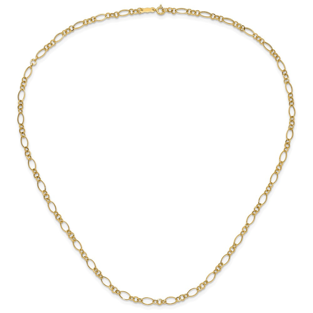 14k Yellow Gold Polished 3mm Fancy Oval and Round Link Necklace 18"