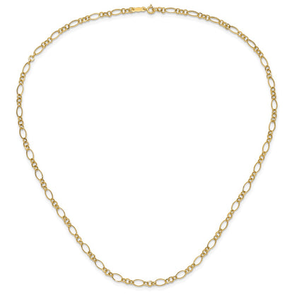 14k Yellow Gold Polished 3mm Fancy Oval and Round Link Necklace 18"
