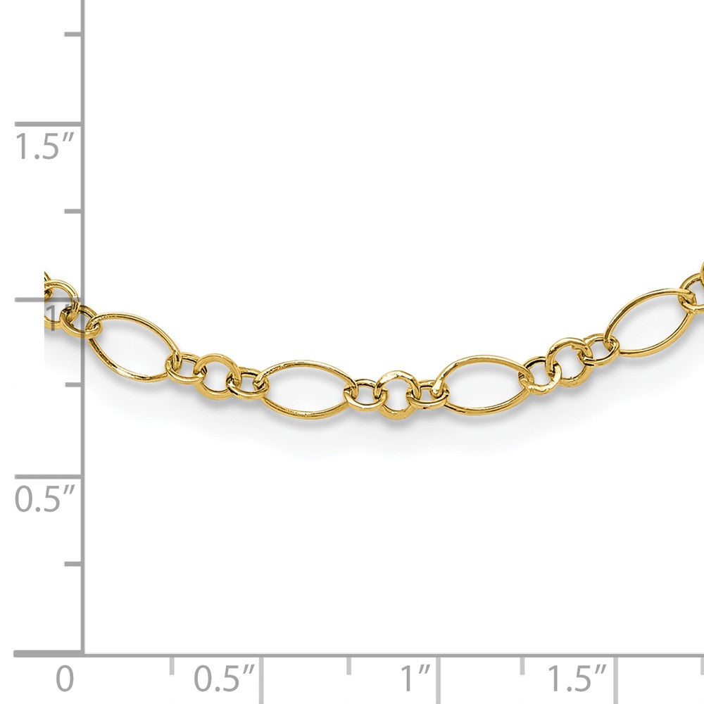 14k Yellow Gold Polished 3mm Fancy Oval and Round Link Necklace 18"