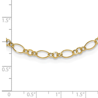 14k Yellow Gold Polished 3mm Fancy Oval and Round Link Necklace 18"