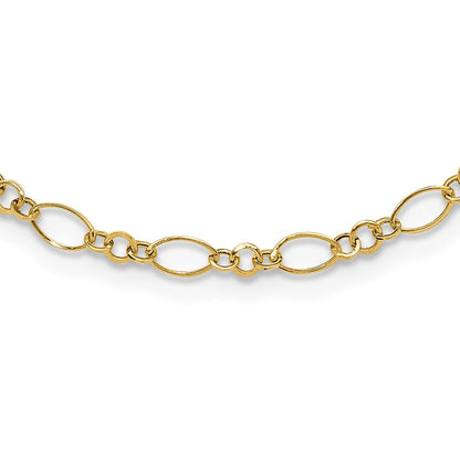 14k Yellow Gold Polished 3mm Fancy Oval and Round Link Necklace 18"