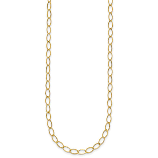 14k Yellow Gold Polished 4mm Fancy Oval Link Necklace 18"