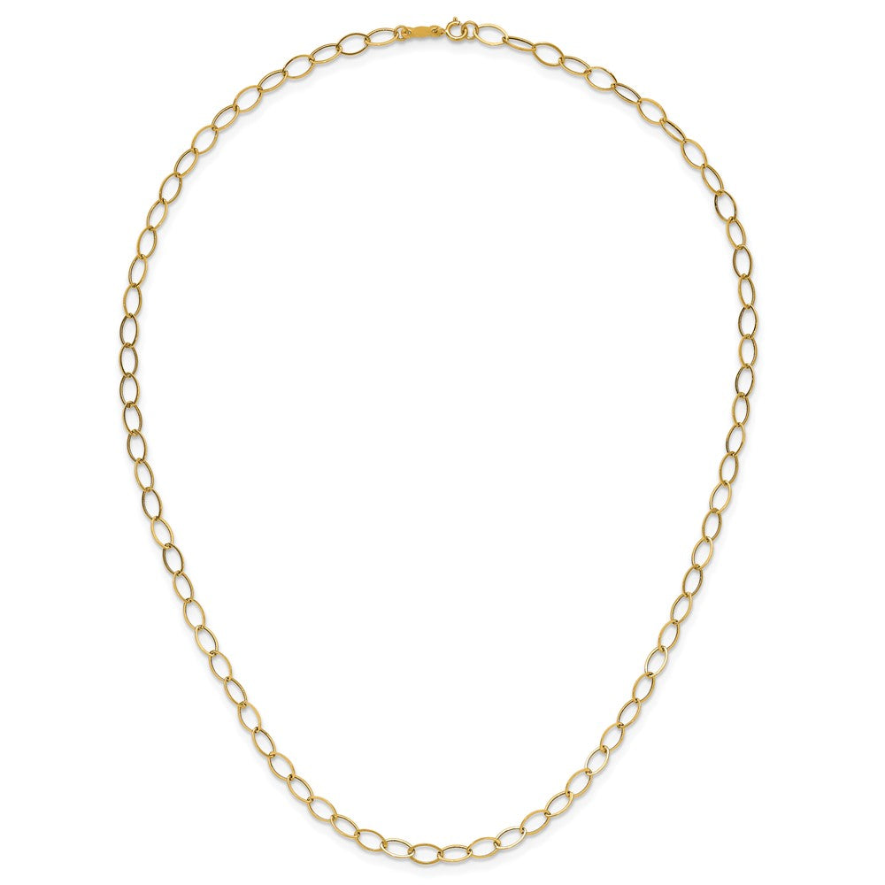 14k Yellow Gold Polished 4mm Fancy Oval Link Necklace 18"