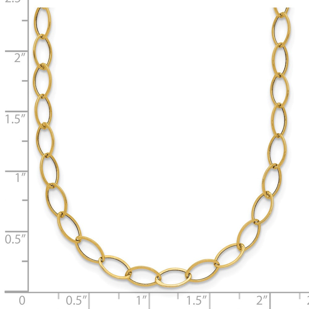 14k Yellow Gold Polished 4mm Fancy Oval Link Necklace 18"