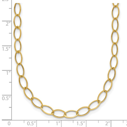 14k Yellow Gold Polished 4mm Fancy Oval Link Necklace 18"