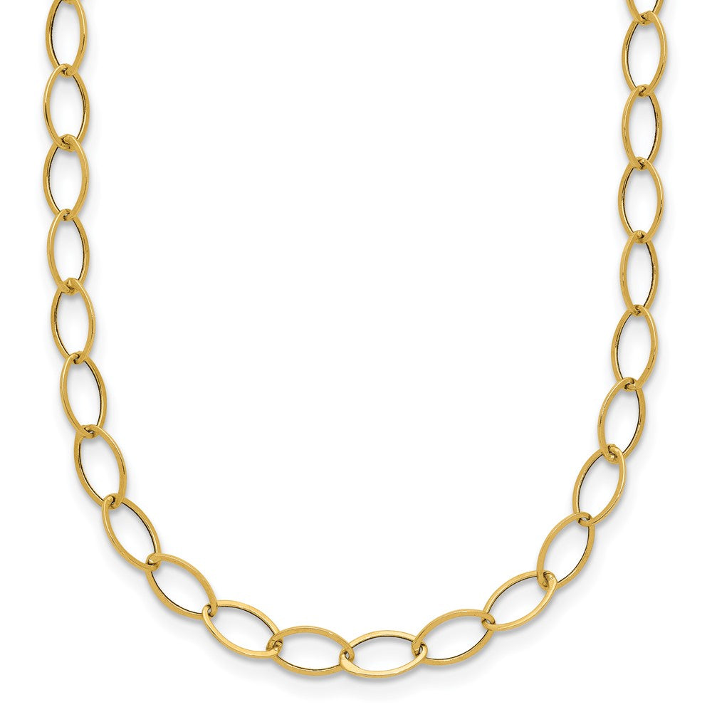 14k Yellow Gold Polished 4mm Fancy Oval Link Necklace 18"