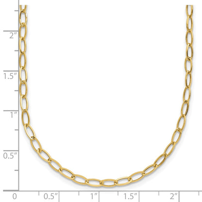 14k Yellow Gold Polished 2.5mm Fancy Oval Link Necklace 18"