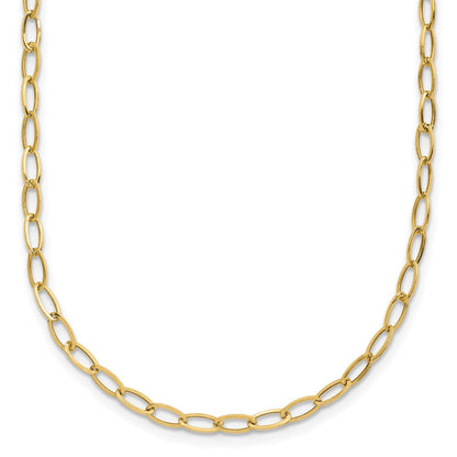 14k Yellow Gold Polished 2.5mm Fancy Oval Link Necklace 18"