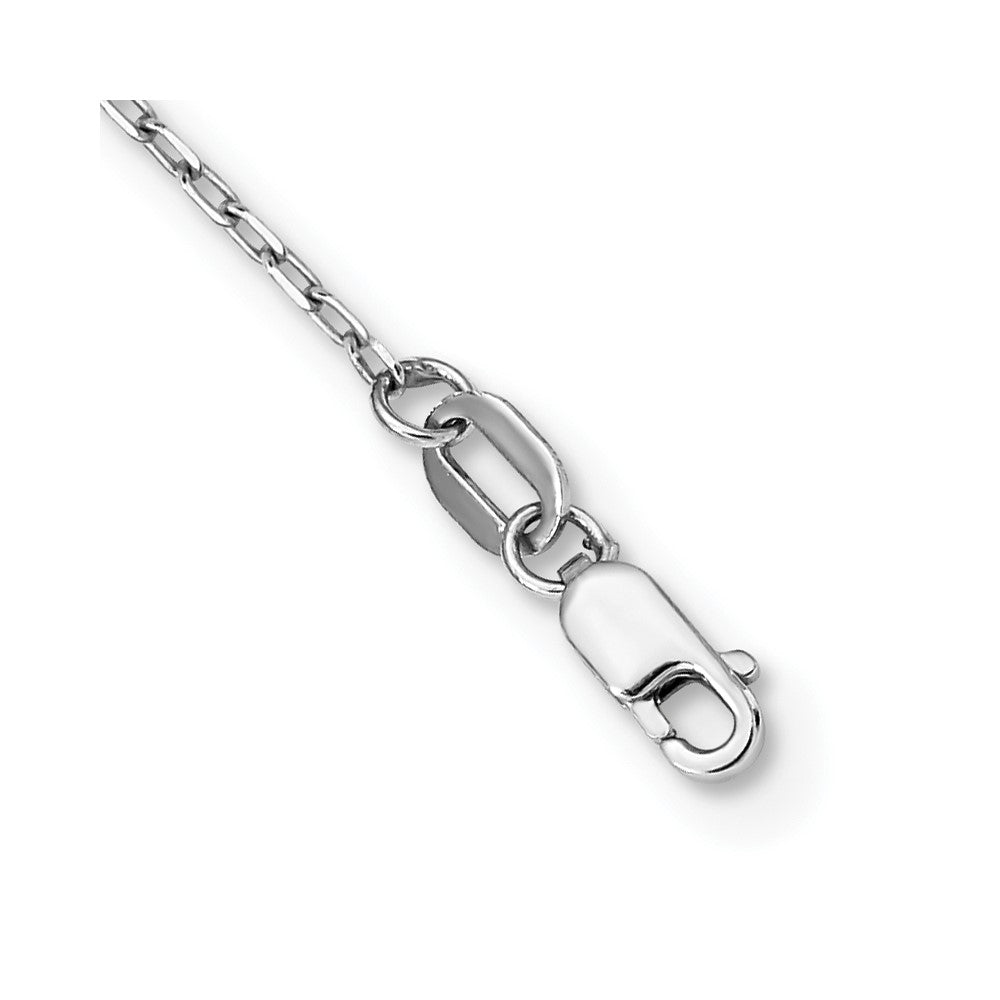 14k White Gold Polished Crucifix and Miraculous Medal with 3mm Mirror Beads Rosary Necklace 24"