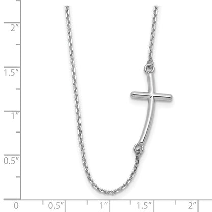 14k Gold Polished Large Sideways Curved Cross Necklace 19"