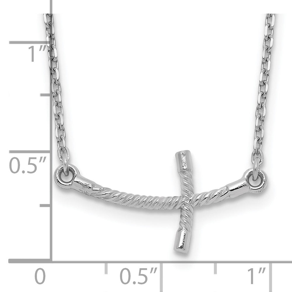 14k Gold Small Sideways Curved Twist Cross Necklace 19"